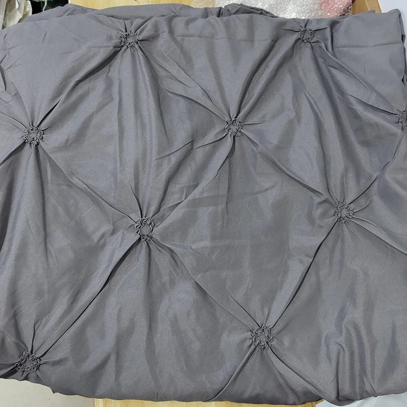 High Quality 3D Pinch Pleated Duvet Cover Set 220x240 Solid Color Single Double Twin Bedding Set Duvet cover