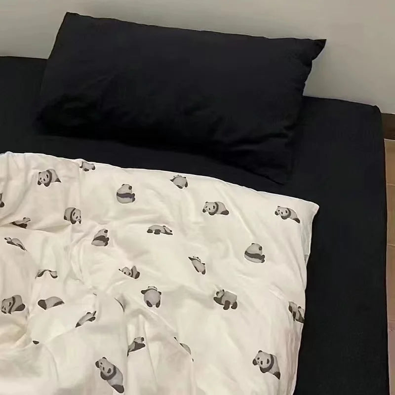 INS Gradual Cream Pink Green Bedding Set Floral Duvet Cover Pillowcase Kawaii Bed Sheet Quilt Cover Single Queen King Size
