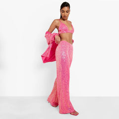 Pink Sequin Three Piece Set