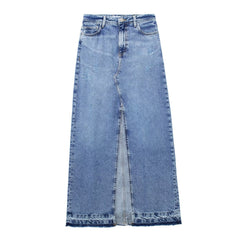 Scandanavian Style Knee Length Blue Denim Skirt