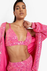 Pink Sequin Three Piece Set