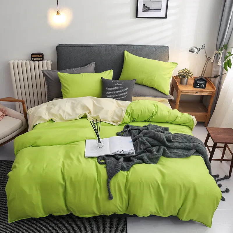 Solid Color Bedding Set Orange Grey Single Double Size Bed Linen Duvet Cover Pillowcase No Fillings Kids Adult Home Textile