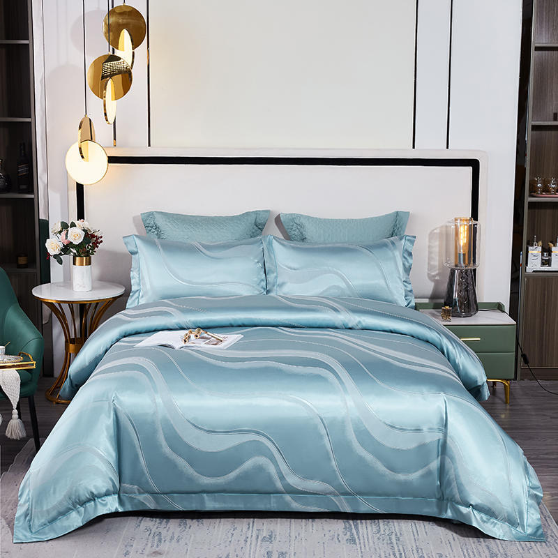 Luxury 4pcs European Jacquard Embroidery Pure Cotton Thickened Bedspread Wedding Room Bedding Quilt Cover Pillowcase