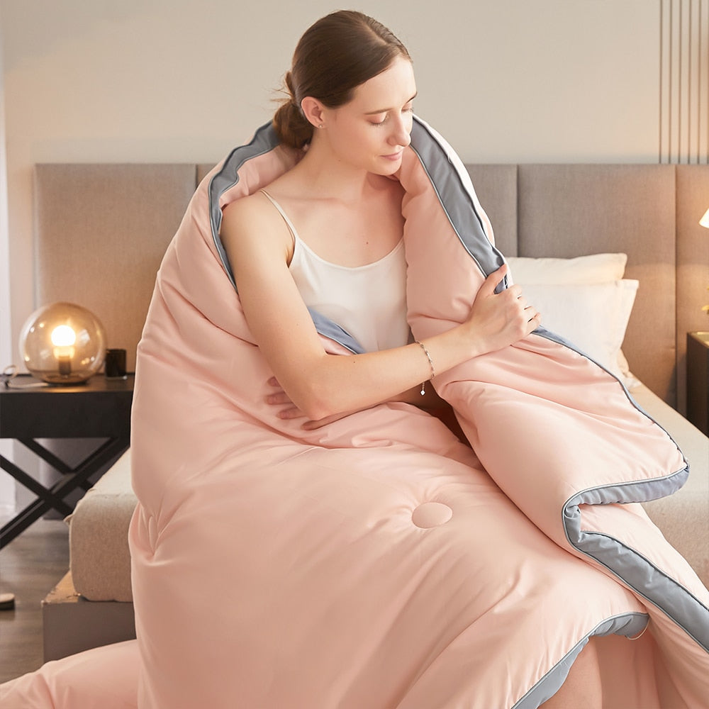 Winter Warm Mulberry duvet Soybean fiber Antibacterial quilt luxury double bed decorative blanket Breathable