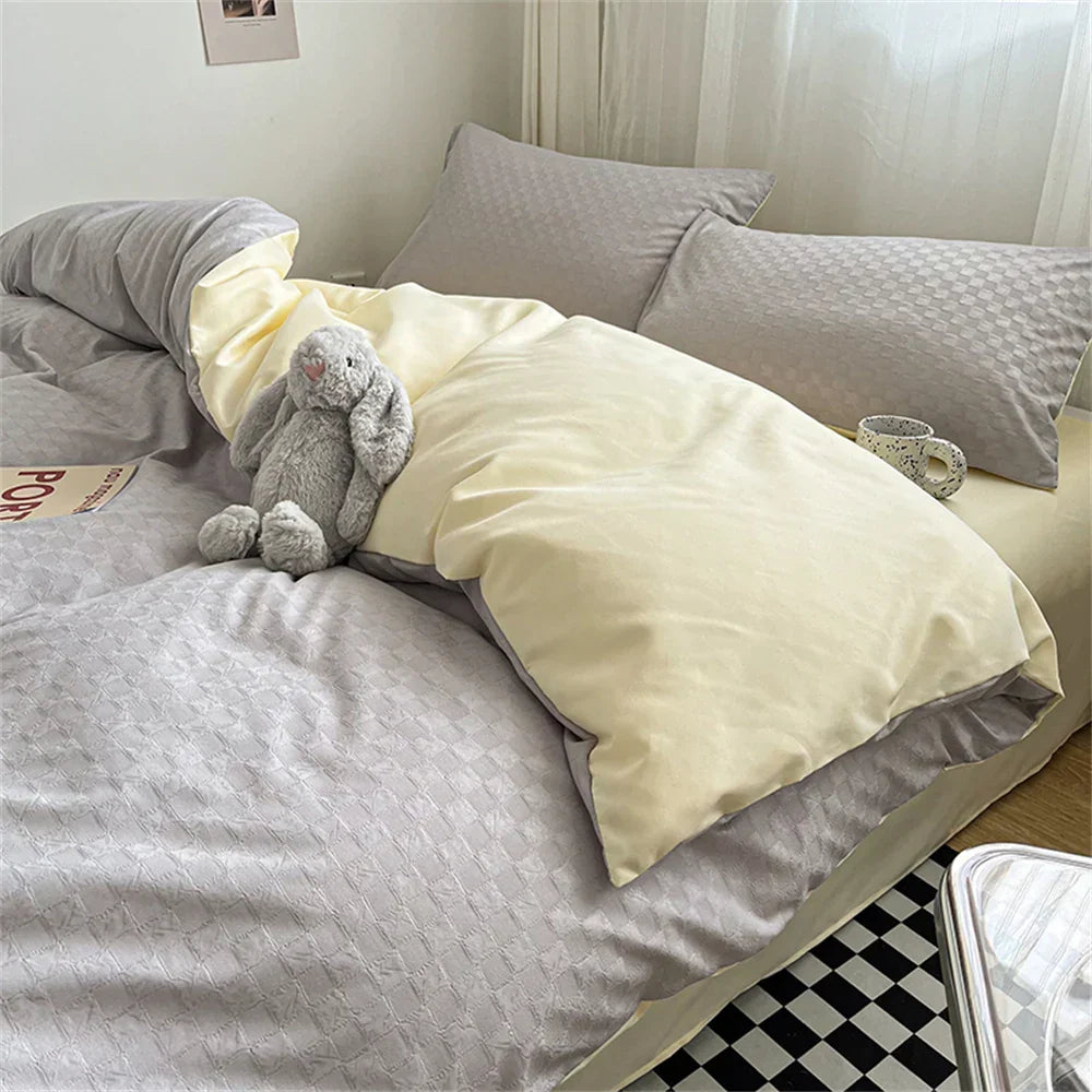 New Jacquard Bedding Set Fashion Skin Friendly Four Piece Set Quilt Cover Flat Sheet King Size Duvet Cover Pillowcase Bed Linens