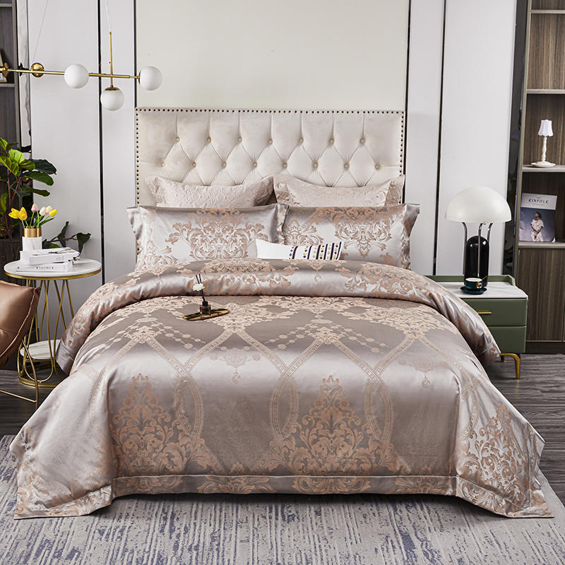 Luxury 4pcs European Jacquard Embroidery Pure Cotton Thickened Bedspread Wedding Room Bedding Quilt Cover Pillowcase