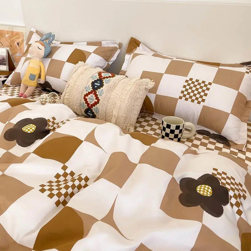 Tulips Duvet Cover Set with Flat Sheet Pillowcases Fashion Twin Double Queen Size Bed Linen Soft Boys Girls Bedding Kit