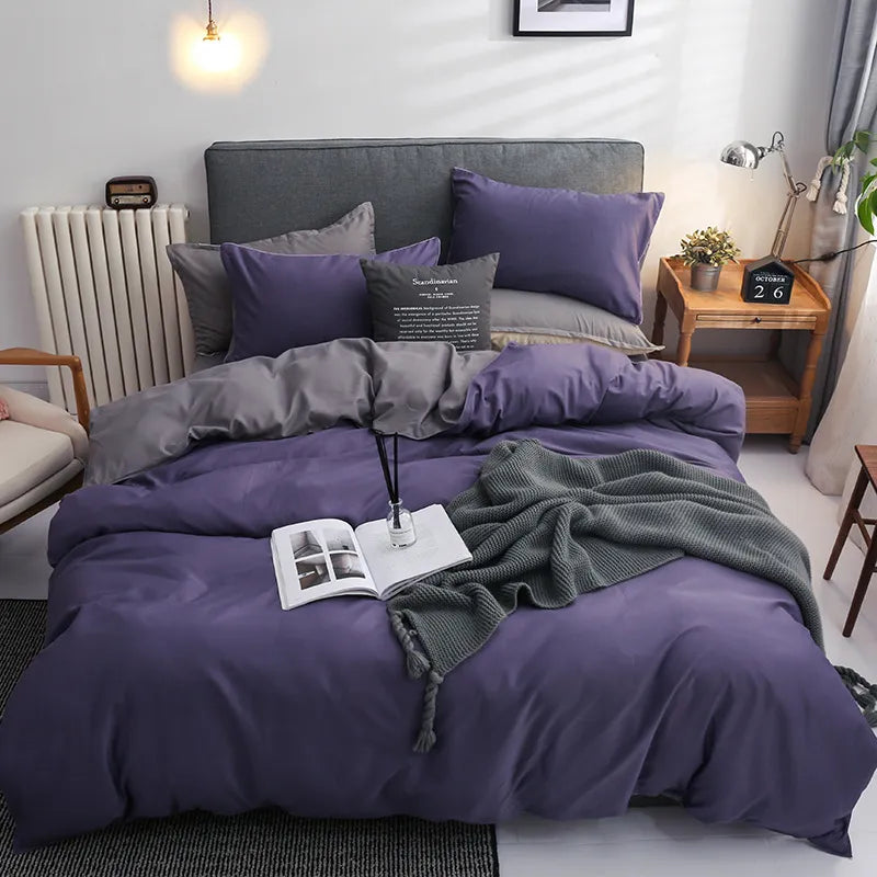 Solid Color Bedding Set Orange Grey Single Double Size Bed Linen Duvet Cover Pillowcase No Fillings Kids Adult Home Textile