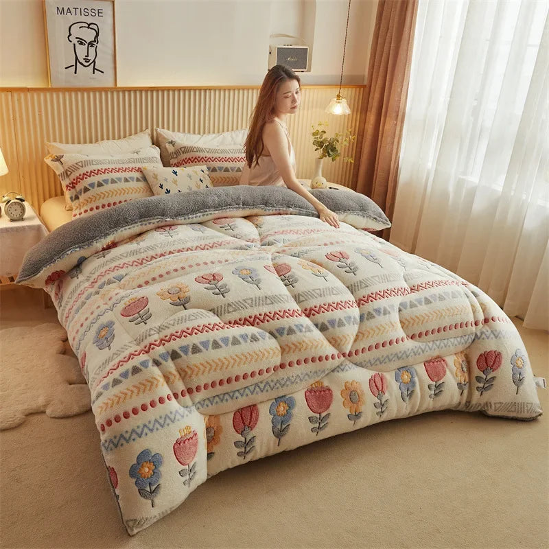 Autumn and Winter Double Face Quilt Snow Velvet Milk Velvet Winter Quilt Thickened Quilt Core Single Double Bedding