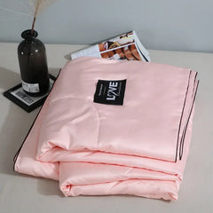 Luxury Emulation Silk Quilted Quilt Queen High End Spring Summer Satin Quilts Mechanical Wash Soft Comfortable Thin Comforter