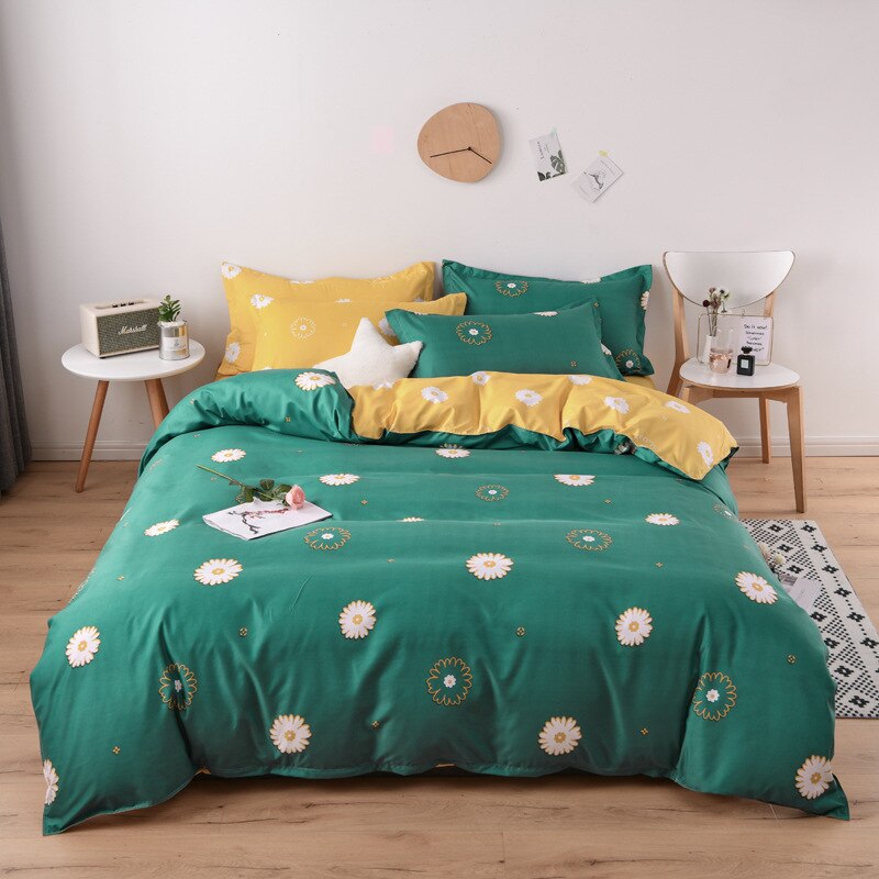 Quality Nordic 4pcs Bed Sheet Set and Bedding Queen/King Size Quilt Duvet Cover and Pillowcase Kit for Household
