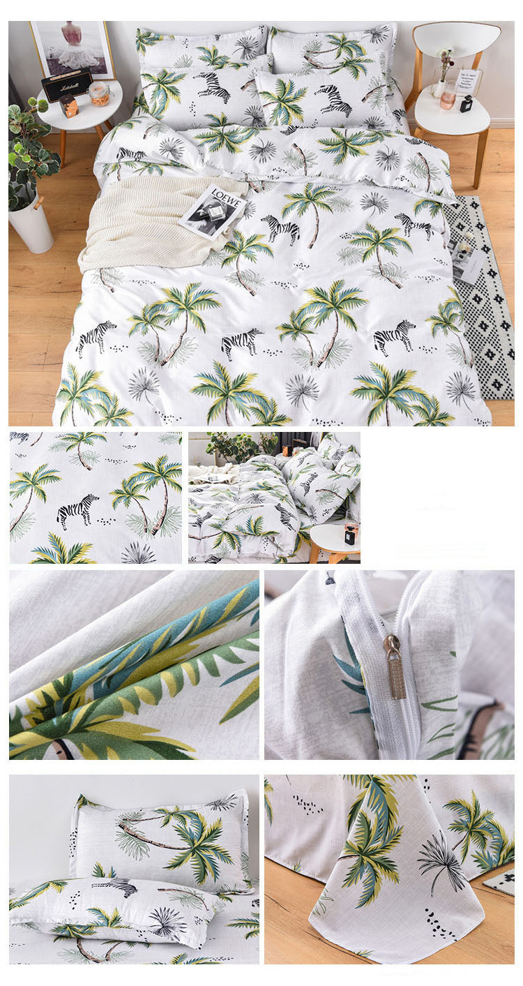 Quality Simple 4pcs Bed Linen Sheet Set Pillowcase Nordic AB Version Soft Comfortable Quilt Comforter Cover for Household
