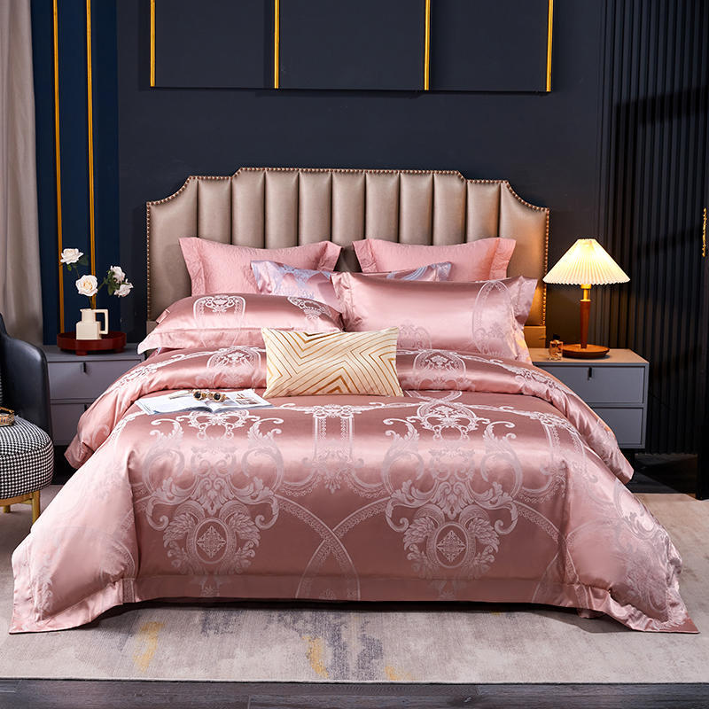 Luxury 4pcs European Jacquard Embroidery Pure Cotton Thickened Bedspread Wedding Room Bedding Quilt Cover Pillowcase