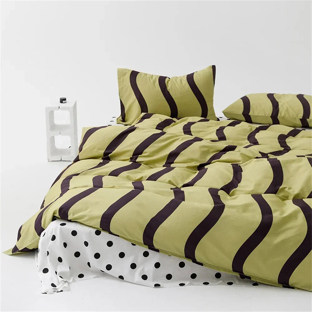 Nordic Grey Blue Stripes Duvet Cover Set Cotton Queen King Size Bedding Set Bedlinens Sheet Pillowcases