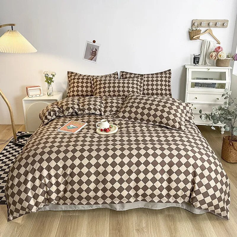  Floral Printed Duvet Cover Set with Sheet Pillowcases Warm Cute Cartoon Bed Linen Full Queen Size Home Gift Bedding Set