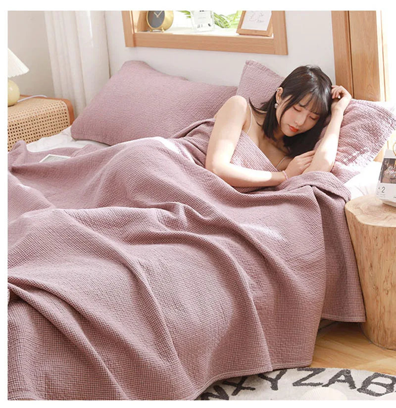 Gauze Blanket for Bed Queen King Quilted Bedspread Summer Thin Towel Quilt Plaid on Bed Sofa Coverlet Winter Sheet Sofa Cover