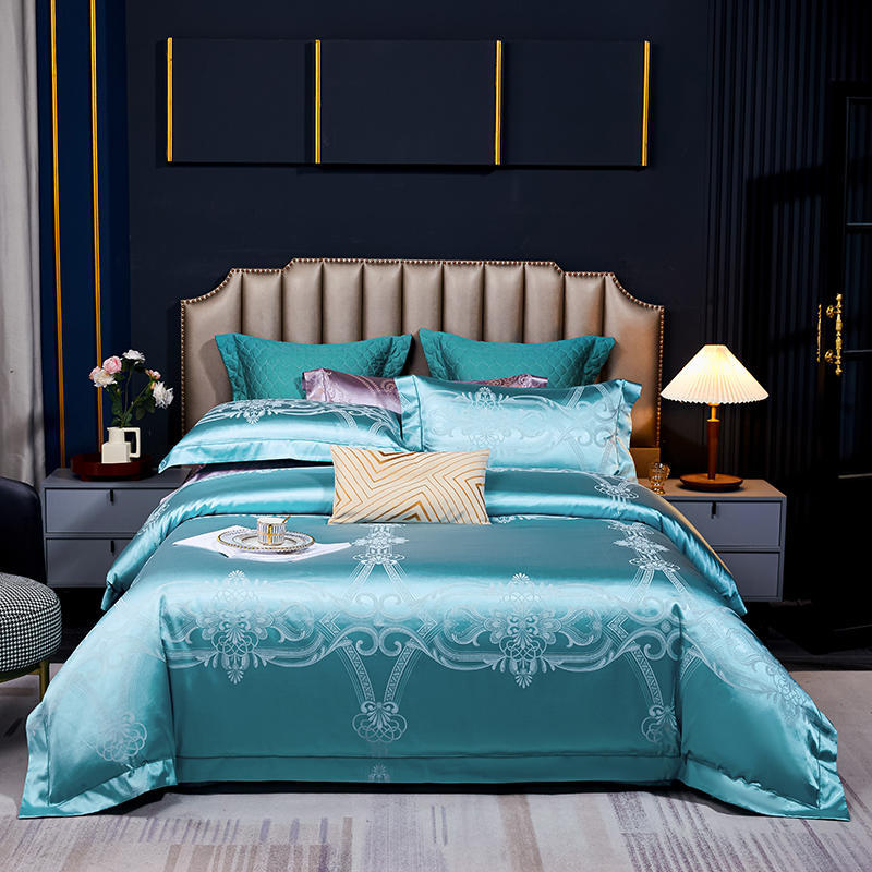 Luxury 4pcs European Jacquard Embroidery Pure Cotton Thickened Bedspread Wedding Room Bedding Quilt Cover Pillowcase