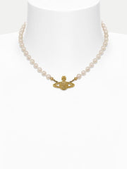 Saturn Orb Pendant Pearl Necklace
