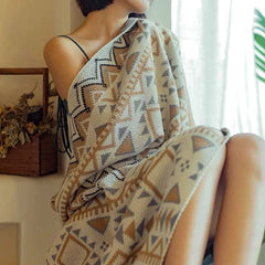 Nordic Knitted Blanket Bohemian Thin Quilt Bedspread Decor Home Hotel Throw Blankets For Bed Airplane Travel