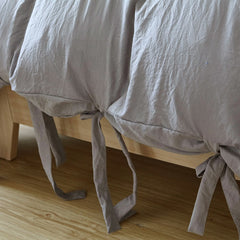 Unique Lace Up Design Thickened Washed Cotton Queen Bed King Size Bedding Sets Duvet Cover with Pillowcases No Sheets