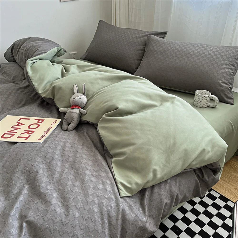 New Jacquard Bedding Set Fashion Skin Friendly Four Piece Set Quilt Cover Flat Sheet King Size Duvet Cover Pillowcase Bed Linens