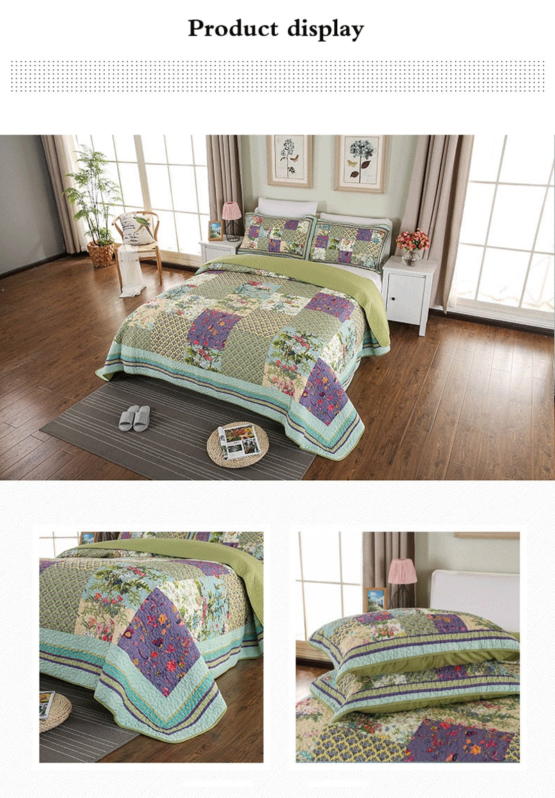 Large Quilted Quilt Three-piece Set Pure Cotton Washed Summer Cool Air-conditioning Quilt Quilted Bed Cover