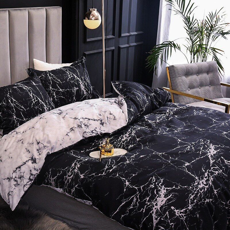 New 3pcs Nordic Simple Marble Bedding Set Bedroom Single Double Premium Home Textile Comfortable Duvet Cover and Pillowcase