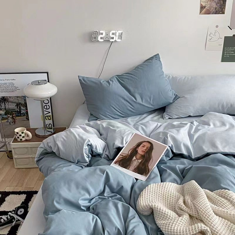 Ins Wind Four-Piece Bed Set Product Washed Cotton Sheet And Quilt Set Three-Piece Quilt Cover Dormitory Bedding