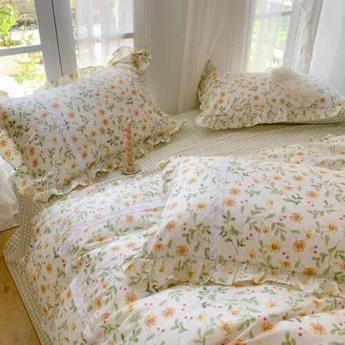 Lace Princess rose printed bedding set king size girl duvet cover set bedding sets elegant bed linen bed sheets and pillowcases