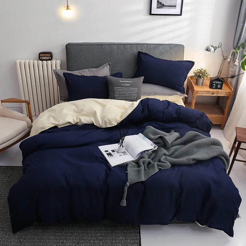 Solid Color Bedding Set Orange Grey Single Double Size Bed Linen Duvet Cover Pillowcase No Fillings Kids Adult Home Textile