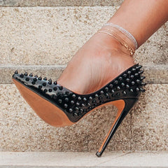 Rivet Pumps Gemstone Spike Bling Heeled Shoes