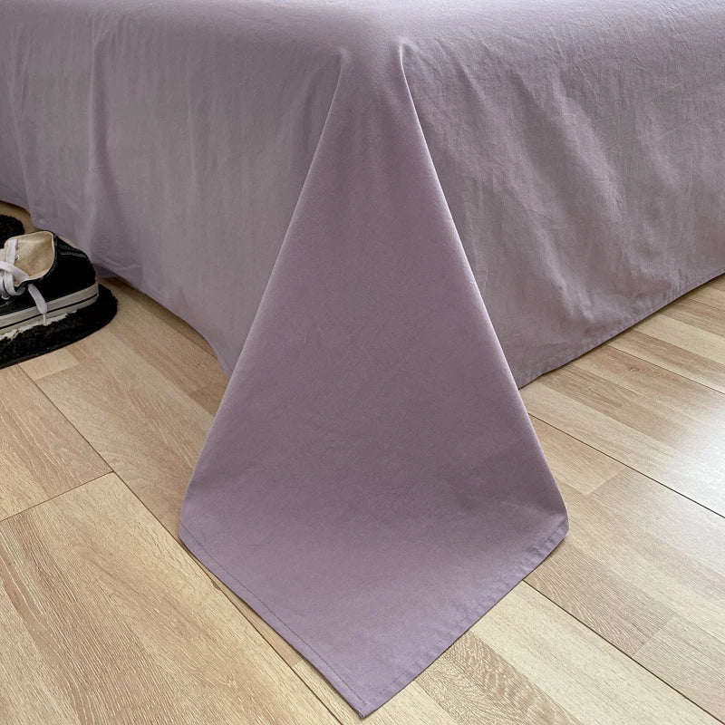 Nordic Princess Purple Girls Bedding Set Single Double Size Flat Sheet Solid Color Duvet Cover Pillowcase Bed Linen Home Textile