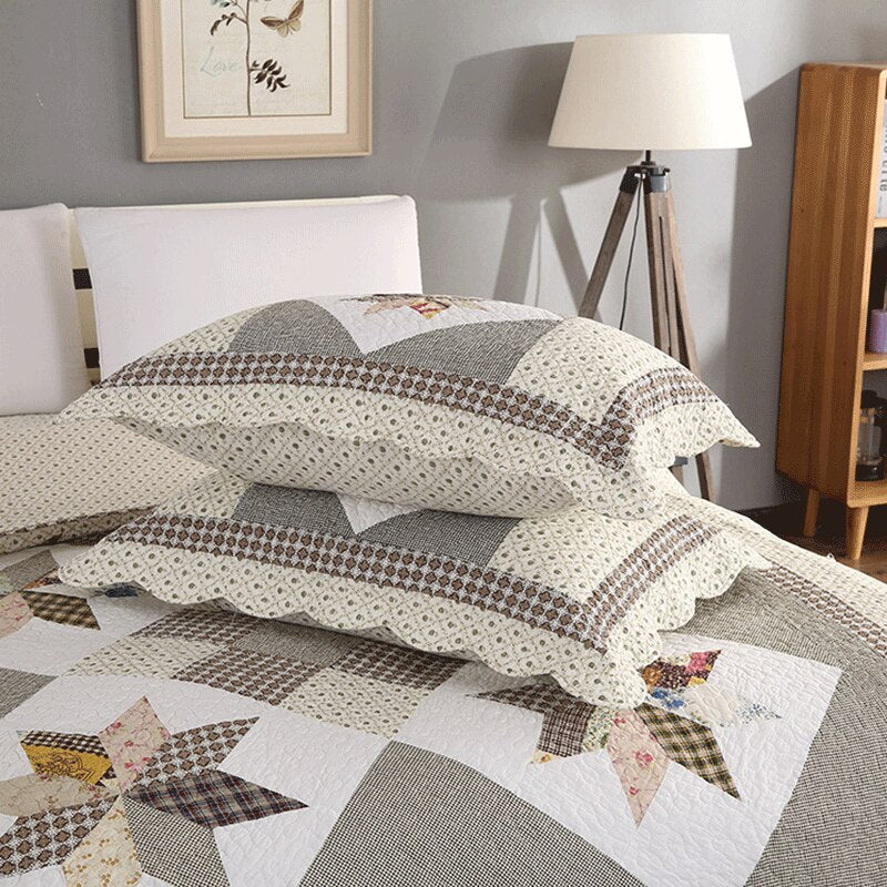 Single Double Bed Cotton Embroidered Patchwork 3 Piece Quilted Quilt Light Quilt Pillow Cover len?ol de cama casal