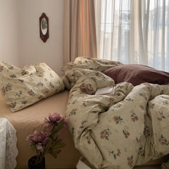 MORE HOME 100%Cotton Bedding Set Home Textile Vintage Floral Luxurious Pillowcase Sheet Quilt Cover Twin/Queen/Single Bed