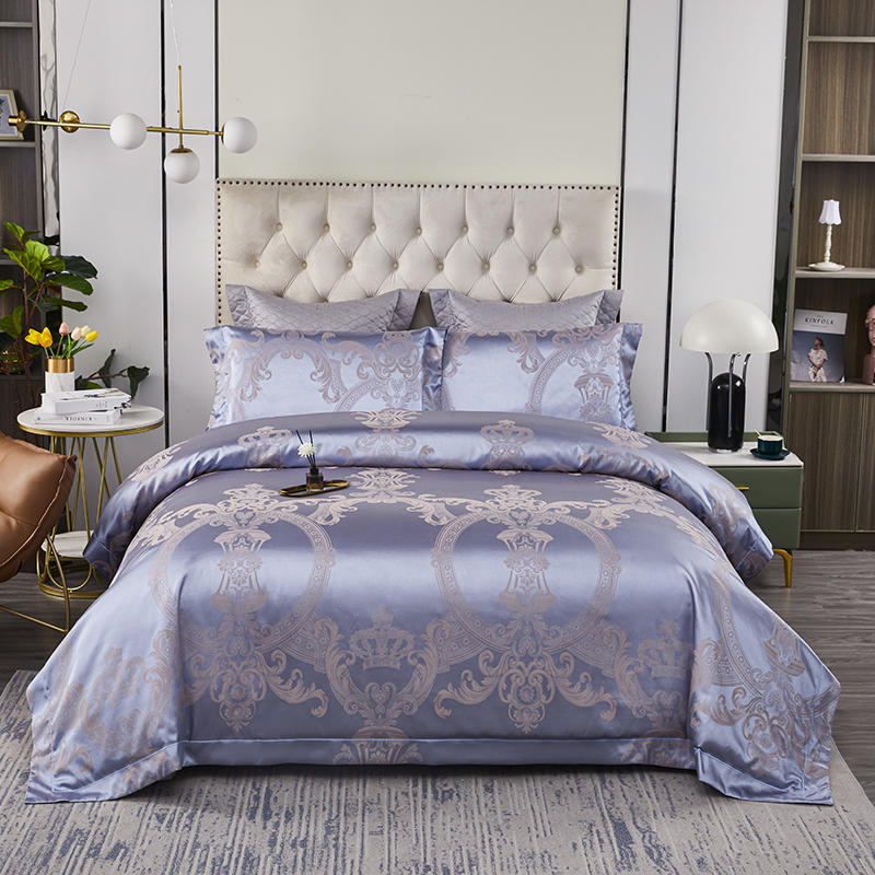 Luxury 4pcs European Jacquard Embroidery Pure Cotton Thickened Bedspread Wedding Room Bedding Quilt Cover Pillowcase