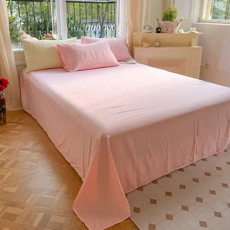 Korean Princess Seersucker Bedding Set Duvet Cover Flat Sheets Pillowcase Bed Sheet Set Soft Comforter Cover Bed Linens Set