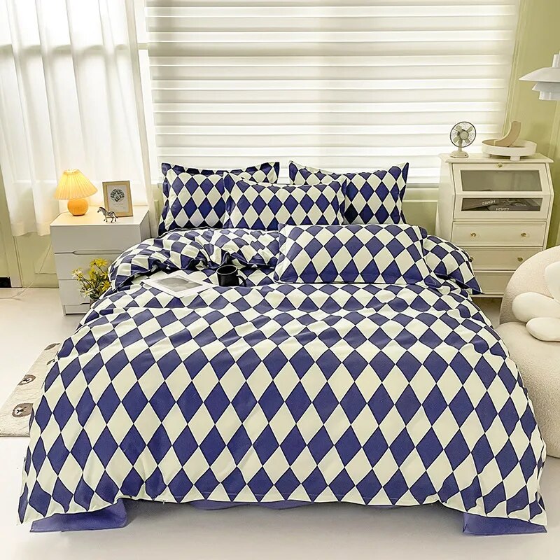  Floral Printed Duvet Cover Set with Sheet Pillowcases Warm Cute Cartoon Bed Linen Full Queen Size Home Gift Bedding Set