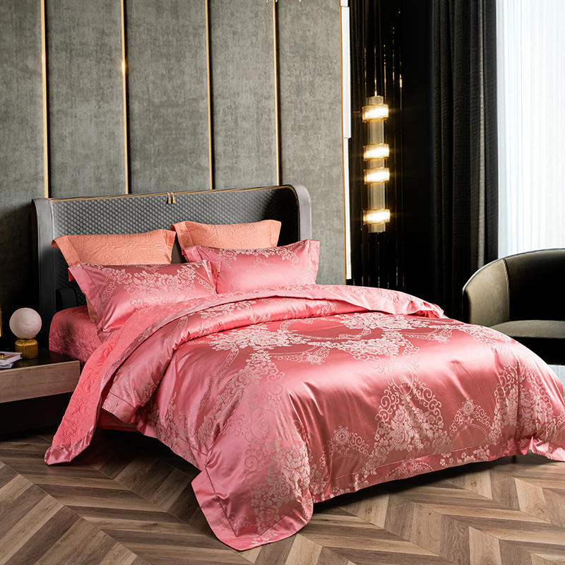 Luxury 4pcs European Jacquard Embroidery Pure Cotton Thickened Bedspread Wedding Room Bedding Quilt Cover Pillowcase