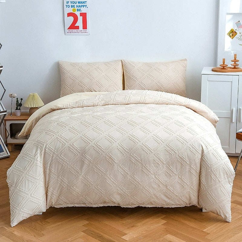 Luxury Nordic Tufted Solid Color Sheet Set Couple Double Bed Bedding Set Bedspread Quilt Cover Pillowcase for Bedroom