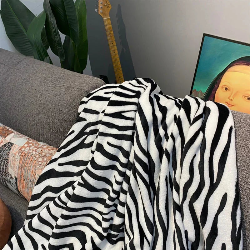 Ins Style Zebra Blanket Soft Microfiber Blanket For Bed Office Flannel Blanket Warm Throw Blanket Plush Bedspread Kids Bedding