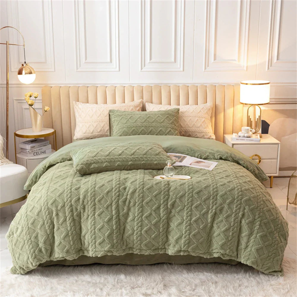Milk Velvet Bedding Set Jacquard Tafu Velvet Thicken Winter Warm Four Piece Sets Quilt Cover Bed Linen Pillowcase Bedroom Decor