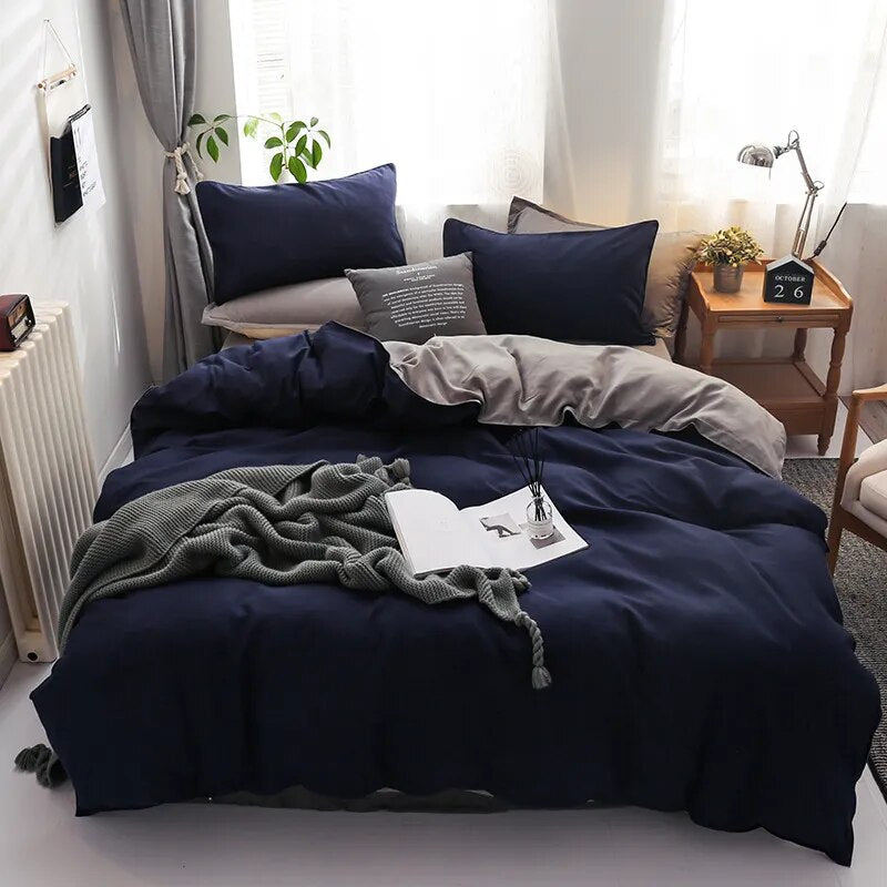 Solid Color Bedding Set Orange Grey Single Double Size Bed Linen Duvet Cover Pillowcase No Fillings Kids Adult Home Textile