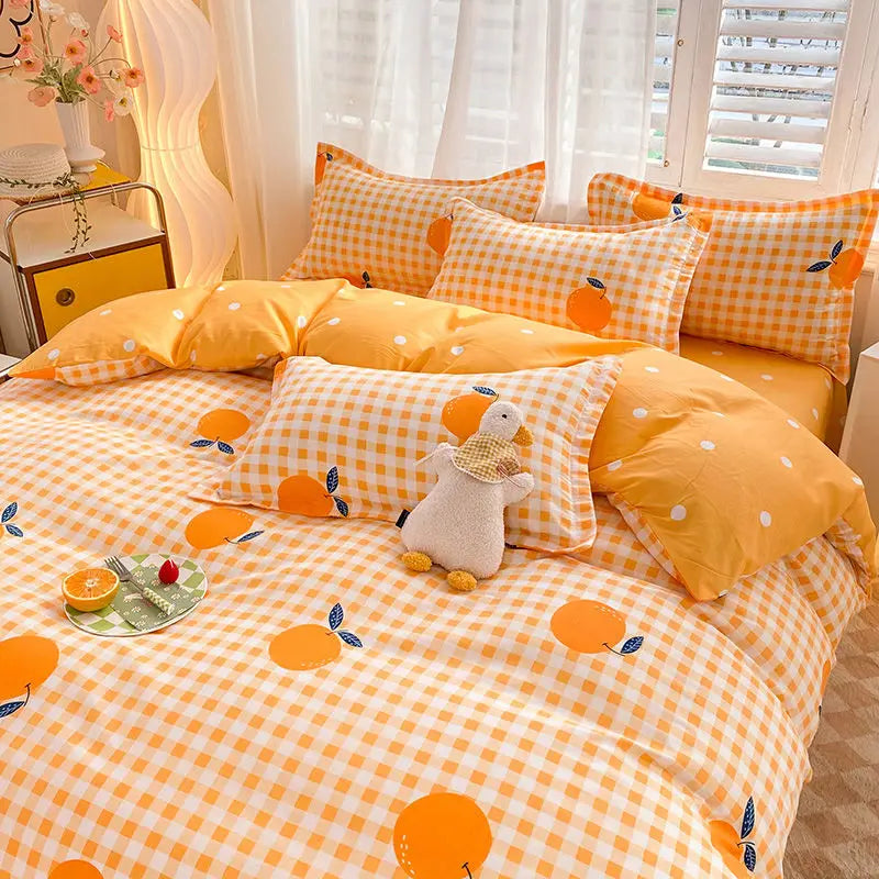 Tulips Duvet Cover Set with Flat Sheet Pillowcases Fashion Twin Double Queen Size Bed Linen Soft Boys Girls Bedding Kit