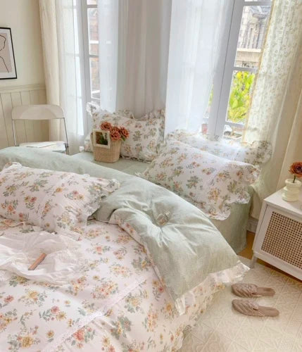 Lace Princess rose printed bedding set king size girl duvet cover set bedding sets elegant bed linen bed sheets and pillowcases