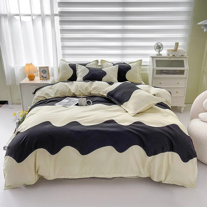  Floral Printed Duvet Cover Set with Sheet Pillowcases Warm Cute Cartoon Bed Linen Full Queen Size Home Gift Bedding Set