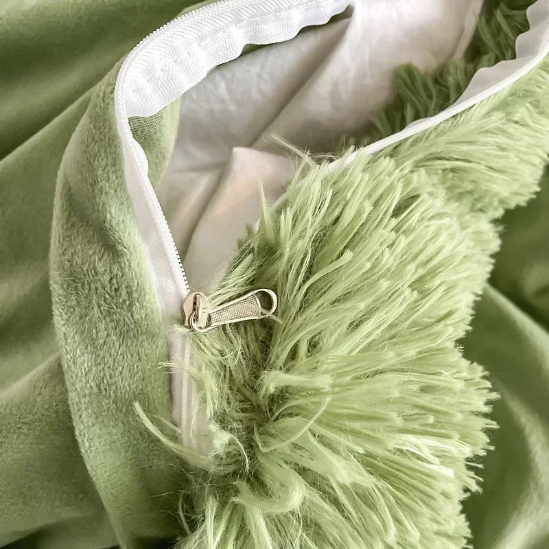 Plush Bedding Set Soft Fluffy Faux Fur Duvet Cover Sheet Pillowcase Fuzzy warm Bedlinens