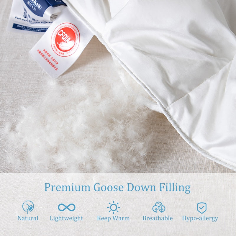 Peter Khanun 100% White Goose Down Filler 3D Bread Duvet/Quilt/Comforter Winter Luxury Blankets 100% Cotton Shell 015