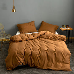 Home Textile Solid Color Duvetcover&2pcs Pillowcase Bed Quilt Cover Bedding Linens Set King 104*90 Inch Queen 90*90 Inch