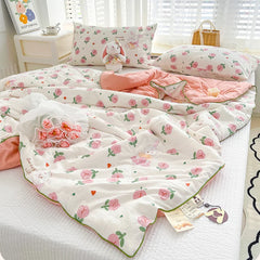 Quilt Double Layer Yarn Soybean Fiber Mother And Baby Grade Soft Glutinous Summer Cool Quilt Comfortable Breathable Home Textile