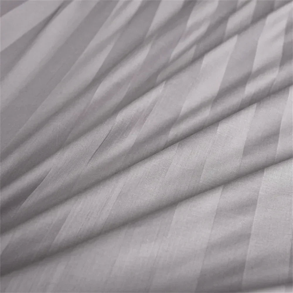 Nordic Sliver Grey Stripes 100% Egyptian Cotton Jacquard Bedlinens Queen King Size Set Fitted Sheet Duvet Cover Bedding